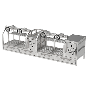 Parrilla Profissional de Alvenaria Premium 250x60cm 4 Volantes - INOX 304