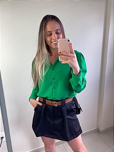 Camisa Social  Manga Princesa Isabel Verde