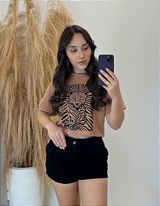 Short Jeans Cargo Preto