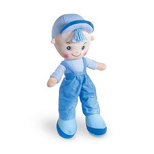 Boneco De Pano Rafa Boy Soft Skate Bebê Super Macio Fofinho Azul