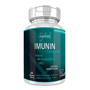 IMUNIN Composto de Ferro +B9 +B12 - 60 Cápsulas 500mg