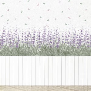 Papel de Parede Lavanda e Borboletas Aquarela - Pronta Entrega