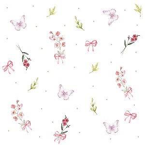 Papel de Parede Floral Borboletas