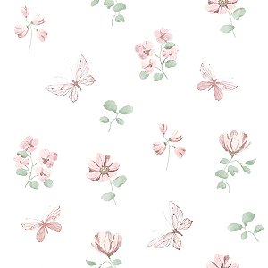 Papel de Parede Estampa Floral Borboleta 2