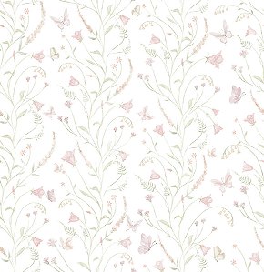 Papel de Parede Estampa Floral Borboletas Giovana