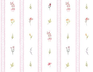 Papel de Parede Listras Floral Borboletas