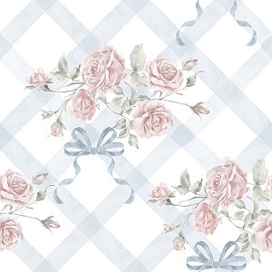 Papel de Parede Losango Floral Charlotte Blue