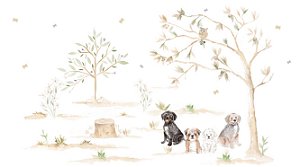 Papel de Parede Arte Cachorros