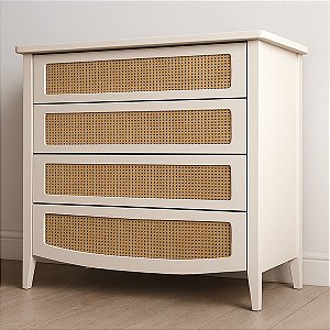 Cômoda Luna Plus 4 Gavetas com Palha Sextavada Natural