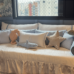 Kit Cama Solteiro com inicial Personalizada Tec - 8 Peças