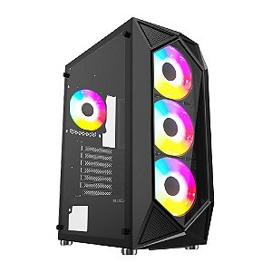 GABINETE GAMER BG-049 OBSIDIAN PRETO BLUECASE  S/ FONTE / VIDRO / 1 FAN RGB / USB 3.0 / MICRO-ATX / MINI-ITX / ATX