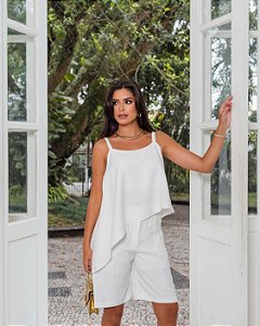 Bermuda Regina Alfaiataria Cintura Alta Com Bolsos **