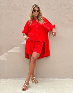 Camisa Jussara  oversized  com manga e botões *