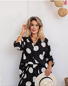 Blusa Estampada Poá Preto & Branco *
