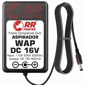 Fonte Carregador DC 16v Para Aspirador De Pó Turbo Mob Wap