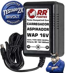 Fonte Carregador DC 16v Para Aspirador De Pó Turbo Mob Wap
