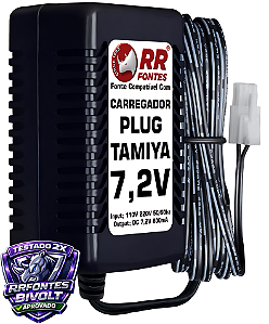 Fonte Carregador DC 7,2v Tamiya Para Baterias Bivolt Nimh Nicd
