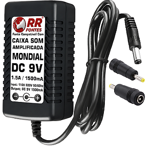 Carregador Fonte DC 9V Para Caixa Mondial