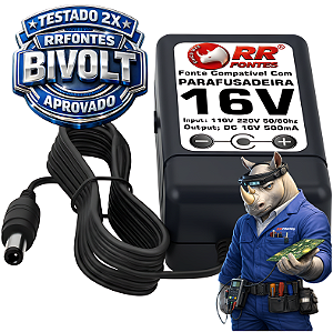 Carregador Fonte DC 16v Para Parafusadeira Schulz
