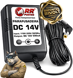 Carregador Fonte DC 14V Para Parafusadeira Black Decker CD121