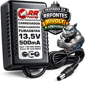 Carregador Fonte DC 13,5V Para Parafusadeira Vonder 12v Pfv-012