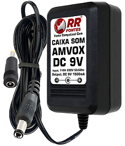Carregador Fonte DC 9V Para Caixa Amplificada Amvox Aca