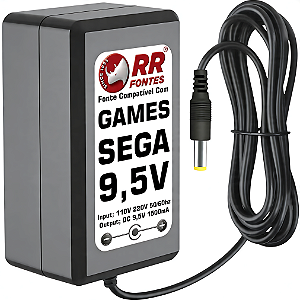 Fonte DC 9,5V Para Video Game Console Sega CDX, Multi-Mega