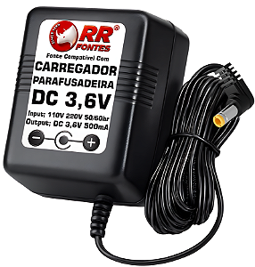 Carregador Fonte DC 3,6V Para Parafusadeira com Bateria De 3,6V