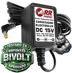 Fonte Carregador DC 15V Para Aspirador Electrolux Ergorapido