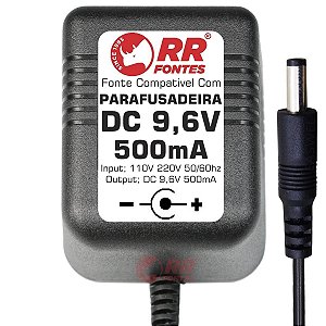 Carregador Fonte DC 9,6V Para Parafusadeira com Bateria De 9,6V