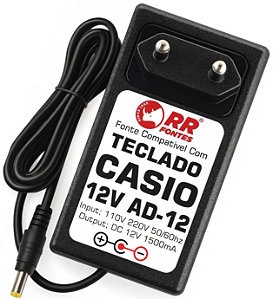 Fonte DC 12V 1.5A Para Teclado Piano Casio AD-12