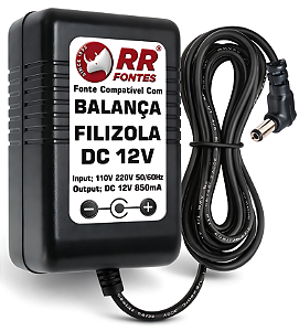 Fonte DC 12V Para Balança Filizola Pluris, Cristal, CS, EA