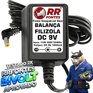 Fonte DC 9v Para Balança Filizola Plataforma e Check-Out