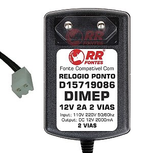 Fonte DC 12v Para Relógio De Ponto Dimep Biopoint 2 D15719086