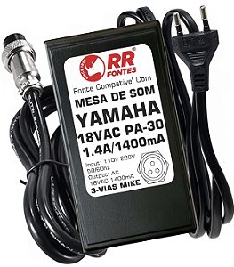 Fonte AC 18V 1.4A Para Mesa De Som Mixer Yamaha PA-30