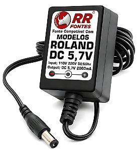 Fonte DC 5,7V 2A Para Roland Teclado Amplificador Sintetizadores Sampler Interfaces, Mesas