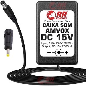 Carregador Fonte DC 15V Para Caixa Amplificada Amvox Aca