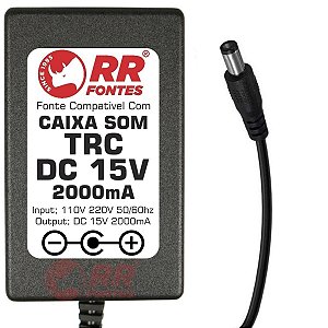 Carregador Fonte DC 15V Para Caixa Amplificada TRC