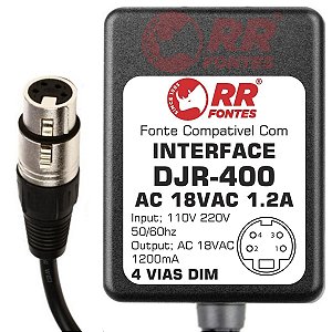 Fonte AC 18v 1,2a Plug 4 Vias Para Mixer Djr 400 E&s