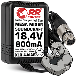 Fonte AC 18,4v 0,8a Plug 4 Vias Para Soundcraft