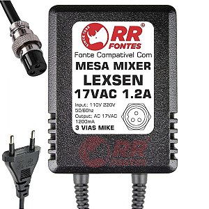 Fonte AC 17V 1.2A Para Mixer Lexsen