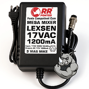 Fonte AC 17V 1.2A Para Mesa De Som Mixer Lexsen