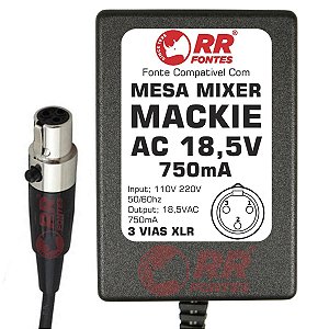 Fonte AC 18,5V 0.75A Para Mixer Mackie VLZ-3 VLZ-4