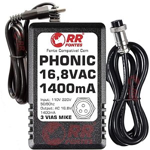 Fonte AC 16,8V 1.4A Para Mesa De Som Mixer Phonic MR