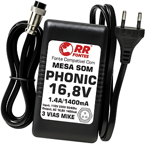 Fonte AC 16,8V 1.4A Para Mesa De Som Mixer Phonic MR
