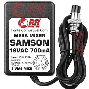 Fonte AC 18V 0.7A Para Mesa De Som Mixer Samson MDR