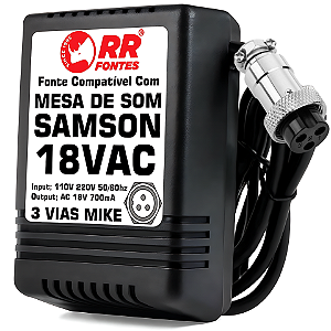 Fonte AC 18V 0.7A Para Mesa De Som Mixer Samson MDR