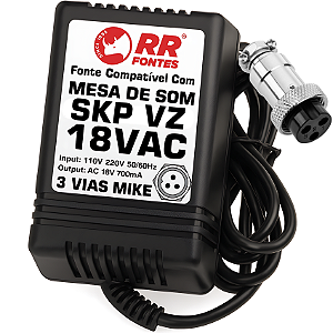 Fonte AC 18V 0.7A Para Mesa De Som Mixer Skp Vz