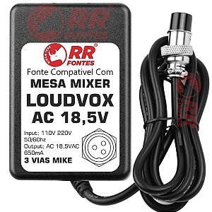 Fonte AC 18,5V 0.65A Para Mixer Loudvox