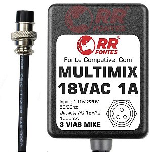 Fonte AC 18V 1A Para Mesa De Som Mixer Alesis Multimix